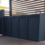 Stylové kovové úložiště odpadkových košů pro venkovní použití metal-trash-can-storage-4